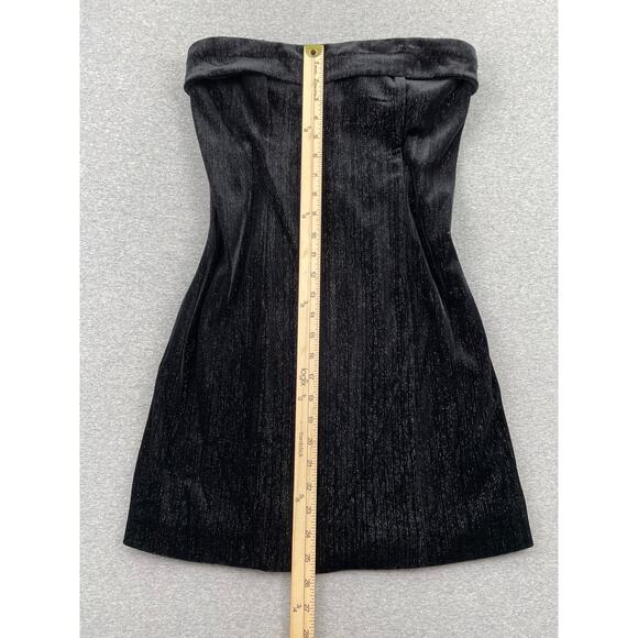 Urban Social Velvet Strapless Mini Dress Womens S Black Shimmer Whimsigoth - Picture 5 of 12